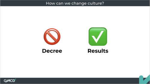 Culture does not change with a decree but with results